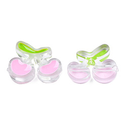 Бледно-Розовый Прозрачные бусины из акриловой эмали, вишня, розовый жемчуг, 22x27.5x8 мм, отверстие : 3.5 мм