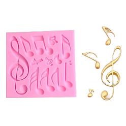 Random Single Color or Random Mixed Color Music Note Design DIY Food Grade Silicone Molds, Fondant Molds, For DIY Cake Decoration, Chocolate, Candy, UV Resin & Epoxy Resin Jewelry Making, Random Single Color or Random Mixed Color, 108x112x10mm