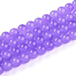 Средняя Орхидея Выпечки окрашены имитация нефрита стекловолокна круглый шарик, средне орхидеи, 8.5~9 мм, отверстие : 1.5 мм, около 100~105 шт / нитка, 31.8 дюйм