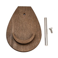 Кокосово-Коричневый Деревянные подставки для демонстрации браслетов с наклонной спинкой в форме капли, с золотым железным прутом, кокосового коричневый, 10x7.25x7.25 см