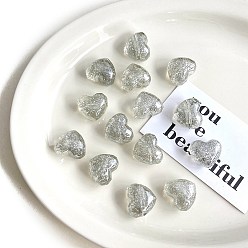 Прозрачный Прозрачные акриловые бусины, с блеском порошок, сердце, прозрачные, 19.1x21.7x14 мм, отверстие : 3.5 мм