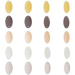 Mixed Color Brass Links, Oval, Mixed Color, 16x9x0.5mm, Hole: 1mm, 50pcs/box