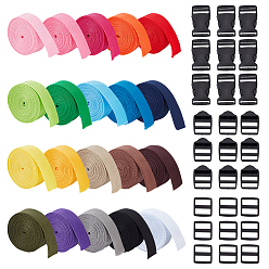 (52) Непрозрачная лаванда 60 ярдов 20 цветов полипропиленовой ленты, для изготовления лямок для сумок, с 30шт. 3 вариантами пластиковых пряжек, разноцветные, 1 дюйм (25 мм), около 3.00 ярдов (2.74 м) / цвет