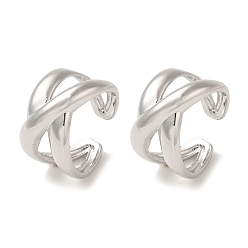 Платина Серьги-каффы с крестообразным покрытием из латуни, без кадмия и без свинца, долговечный, платина, 15.5x10 мм