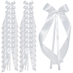 White Bowknot Polyester Ribbon for DIY Dress, Garment Decoration, or Festive & Party Decor, White, 230x100x4.5mm