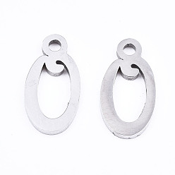 Letter O Не тускнеющие 201 подвески из нержавеющей стали, лазерная резка, алфавит, цвет нержавеющей стали, letter.o, 12x6x1 мм, отверстие : 1.4 мм