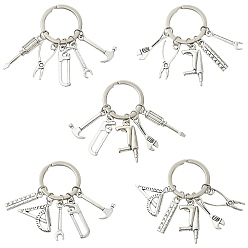 Платина 5шт. инструмент сплав подвеска украшение, с железными кольцами, старинное серебро и платина, 50~55 мм