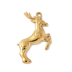 Настоящее золото 18K 304 из нержавеющей стали подвесок олень, прелести животных, ионное покрытие (ip), реальный 18 k позолоченный, 28x26.5x2.5 мм, отверстие : 1.8 мм