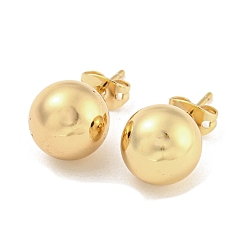 Настоящее золото 18K Латунь уха шпильки, круглый шар, реальный 18 k позолоченный, 21x10 мм