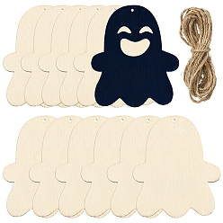 Ghost Незаконченные подвески из МДФ для художественной росписи, пирография, домашнего декора, с джутовым шнуром, призрак, 99x83x2.5 мм