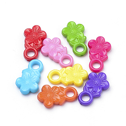 Mixed Color Opaque Acrylic Pendants, Flower, Mixed Color, 19x11x4mm, Hole: 3.5mm, about 1350pcs/500g