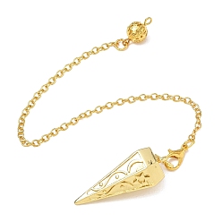 Golden Rack Plating Brass Cone Dowsing Pendulum Pendants, with Cable Chain & Lobster Claw Clasps, Golden, 223mm, Hole: 2mm