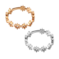 Platinum & Light Gold 2 шт. 2 цветные латунные кольца с микропаве из кубического циркония для женщин, звезда, платина и светлое золото, 5.5 мм, размер США 6 1/2 (16.9 мм), 1 шт / цвет