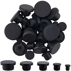 Черный 30шт 5 стили силиконовые заглушки для отверстий, вставьте заглушки в отверстия, торцевые заглушки вставок для стоек, для мебельного ограждения, круглые, чёрные, 10.5~29x10~14 мм, 6 шт / стиль