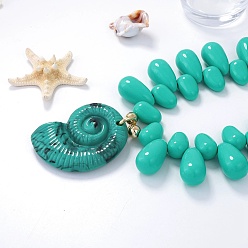 Бирюза Подвеска из смолы в форме раковины, каплевидные бусины, с ccb пластиком и железными выводами, золотые, бирюзовые, 15.35 дюйм (39 см)