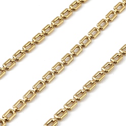 Настоящее золото 18K 304 Полужесткие прямоугольные цепочки из нержавеющей стали, ионное покрытие (ip), пайки, с катушкой, реальный 18 k позолоченный, 6x3x1.5 мм