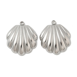 Нержавеющая Сталь Цвет 304 подвески из нержавеющей стали, формы раковины, цвет нержавеющей стали, 23x20x4.5 мм, отверстие : 1.8 мм