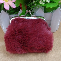 Темно-Красный Трапециевидная плюшевая тканевая кукольная сумочка, с железным каркасом кошелька, принадлежности для американских кукол, темно-красный, 70x90 мм