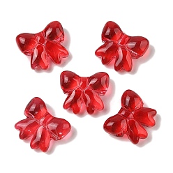 Красный Прозрачная аэрозольная краска стеклянные шарики, бантом, красные, 15.5x17.5x7.5 мм, отверстие : 1.4 мм