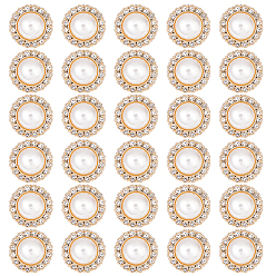 Золотистый 30шт. пластиковые кнопки, плоско-круглые, золотые, 25~26x15.5 мм, отверстие : 3.5 мм