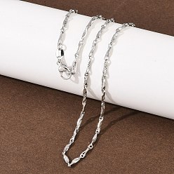Платина 2Миллиметровые латунные цепочки с текстурированными плоскими звеньями для мужчин и женщин, платина, 19.65 дюйм (49.9 см)