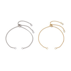 Golden & Stainless Steel Color 2Pcs 2 Colors 304 Stainless Steel Curb Chain Bracelet Slider Making, Golden & Stainless Steel Color, 10-1/8 inch(25.8cm), 1pc/color