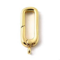 Настоящее золото 18K Латунные пружинные кольца, долговечный, без свинца и без кадмия, стойки покрытие, прямоугольные, реальный 18 k позолоченный, 19x7x3 мм, отверстие : 1.2 мм