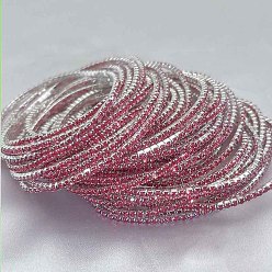 Роза Теннисные браслеты из латуни со стразами, эластичные браслеты для женщин, квадратный, роза, внутренний диаметр: 2-1/8 дюйм (5.25 см)