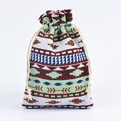 Бледно-Зеленый Джутовые сумки на шнурке с принтом, прямоугольные, бледно-зеленый, 13x18 см