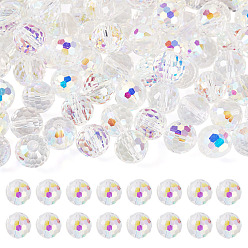 (7BDF) Прозрачный морозный бирюзовый 80стеклянные бусины с цветным покрытием AB, граненые круглые, призрачный белый, 10x9 мм, отверстие : 1.5 мм