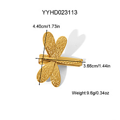 Dragonfly 304 Заколки для волос из кожи аллигатора из нержавеющей стали для женщин, высококачественный аксессуар для волос, золотые, стрекоза, 44x36.6 мм