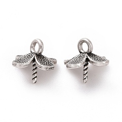 Античное Серебро 925 шкентель стерлингового серебра поручительств, цветок, античное серебро, 7x8x8 мм, отверстие : 0.2 мм, штифты : 0.8 мм