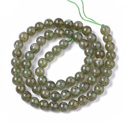 Garnet Natural Green Garnet Beads Strands, Andradite Beads, Round, 6mm, Hole: 1mm, about 67pcs/strand, 16.14 inch(41cm)