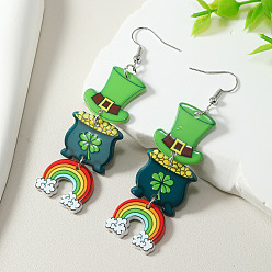 Hat Акриловые серьги болтаться, платина, шляпа, 82x20 мм