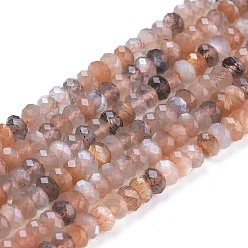 Multi-Moonstone Нити из натуральных бусин из нескольких лунных камней, рондель, граненые, 4.5x3 мм, отверстие : 0.7 мм, около 140 шт / нитка, 15.55 дюйм (39.5 см)