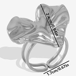Нержавеющая Сталь Цвет Стильный 304 нержавеющая сталь сердце открытое кольцо женщины, нерегулярное регулируемое кольцо, цвет нержавеющей стали, внутренний диаметр: 17 мм