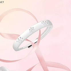 Footprint Латунь регулируемые манжеты кольца, светящийся в темноте, платина, след, внутренний диаметр: 15~20 мм