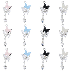 (52) Непрозрачная лаванда 16 шт. 4 цвета, подвески из смолы из сплава, бабочка, с пластиковым перламутром и блестками, разноцветные, 31x14x3.5 мм, отверстие : 1.6 мм, 4 шт / цвет