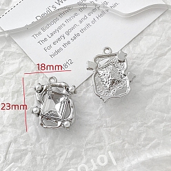 Rectangle Подвески из прозрачного стекла, подвески из платинового сплава, прямоугольные, 23x18 мм