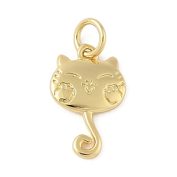 Настоящее золото 18K Латунные подвески, подвески в форме кошки, с целью перехода в кольце, долговечный, без свинца и без кадмия, прелести животных, реальный 18 k позолоченный, 15x9.5x1.5 мм, отверстие : 3.5 мм