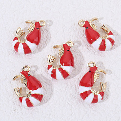 Красный Подвески из эмали и сплава, золотые, очарование раков, красные, 19x12x5.5 мм, отверстие : 1.4 мм