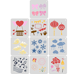 Квадрат Трафареты для рисования лиц из пластика для домашних животных шаблоны, квадратный, 13x13x0.03 см, отверстие : 3 мм, 10 шт / комплект