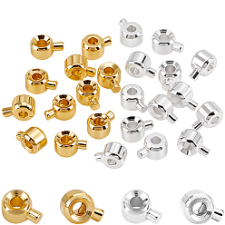Золотой & Серебряный 30 шт. 2 цвета латунных обжимных бусин, долговечный, колонка, золотой и серебряный, 4.5x3.5x2.5 мм, отверстие : 0.9 мм, 15 шт / цвет