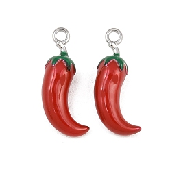 Hot Pepper 316 хирургические эмалевые подвески из нержавеющей стали, подвески в форме овощей, ионное покрытие (ip), цвет нержавеющей стали, горячие прелести перец, 18x6.5x5 мм, отверстие : 1.5 мм