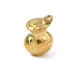 Настоящее золото 18K 316 хирургические подвески из нержавеющей стали, подвески на денежные мешки, ионное покрытие (ip), реальный 18 k позолоченный, 14x9.5x8 мм, отверстие : 1.2 мм