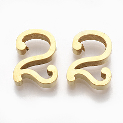 Number 304 Stainless Steel Pendants, Number, Golden, Num.2, 12x9.5x3mm, Hole: 1.8mm