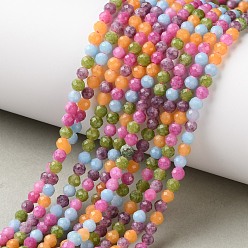 Color mezclado Hilo de abalorios/cuentas de jade natural, teñido, facetados, rondo, color mezclado, 3 mm, agujero: 0.7 mm, sobre 129 unidades / cadena, 15.28'' (38.8 cm)