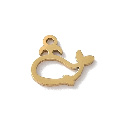 Золотой 304 подвески из нержавеющей стали, прелести кита, золотые, 9.5x10.5x1 мм, отверстие : 1 мм