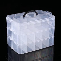Clear 3-Tier Transparent Plastic Bead Containers, Grids Beads Organizer Case for DIY Art Craft, Nail Diamonds, Bead Storage, Rectangle, Clear, 26x17x19.1cm