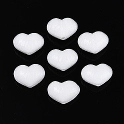 Белый Бусины лэмпворк , сердце, белые, 12.5~14x18~18.5x11~12 мм, отверстие : 1~1.5 мм